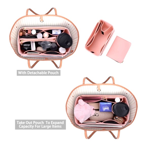 LAST 1! Purse Organizer/Protector/Shaper in “Brush Pink”w/CUPHOLDER! Size Medium - Picture 4 of 5